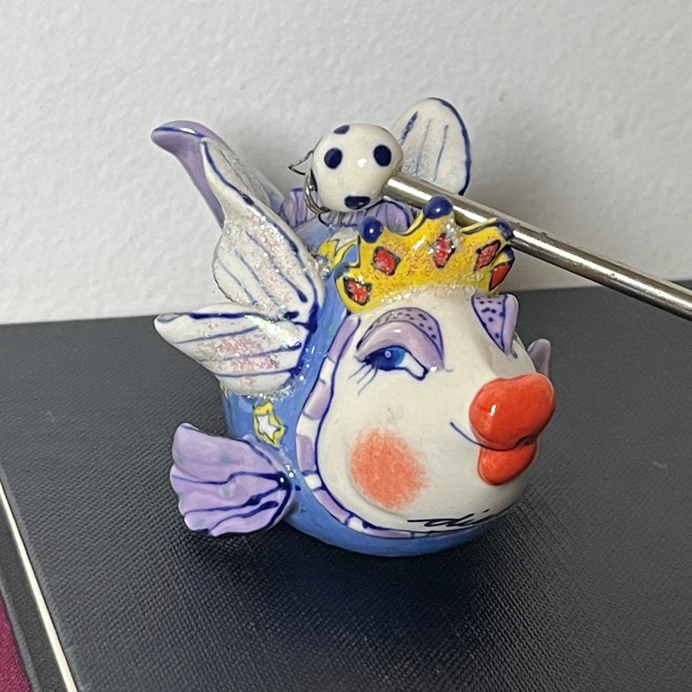 Diane Artware‎ Fairy Cod Mother Whimsical Queen Fish Ceramic Candle Snuffer
